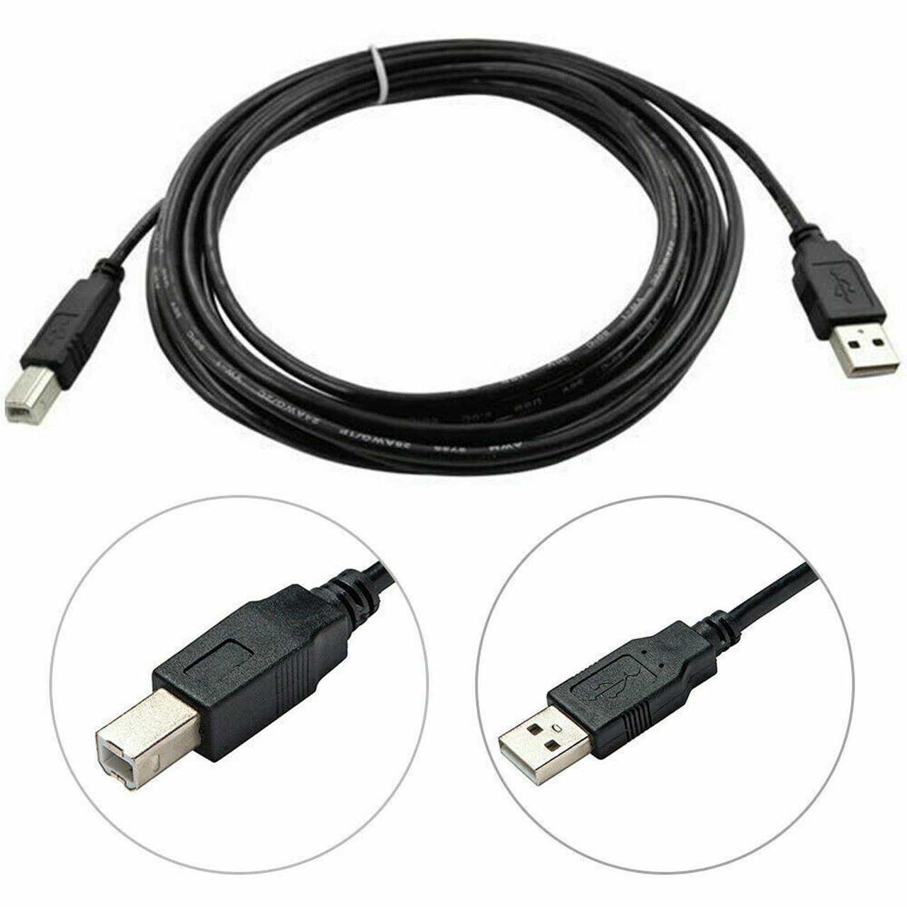 Printer Cable USB 2.0 A to B A Male to B Male for HP Cannon Epson Dell Brother