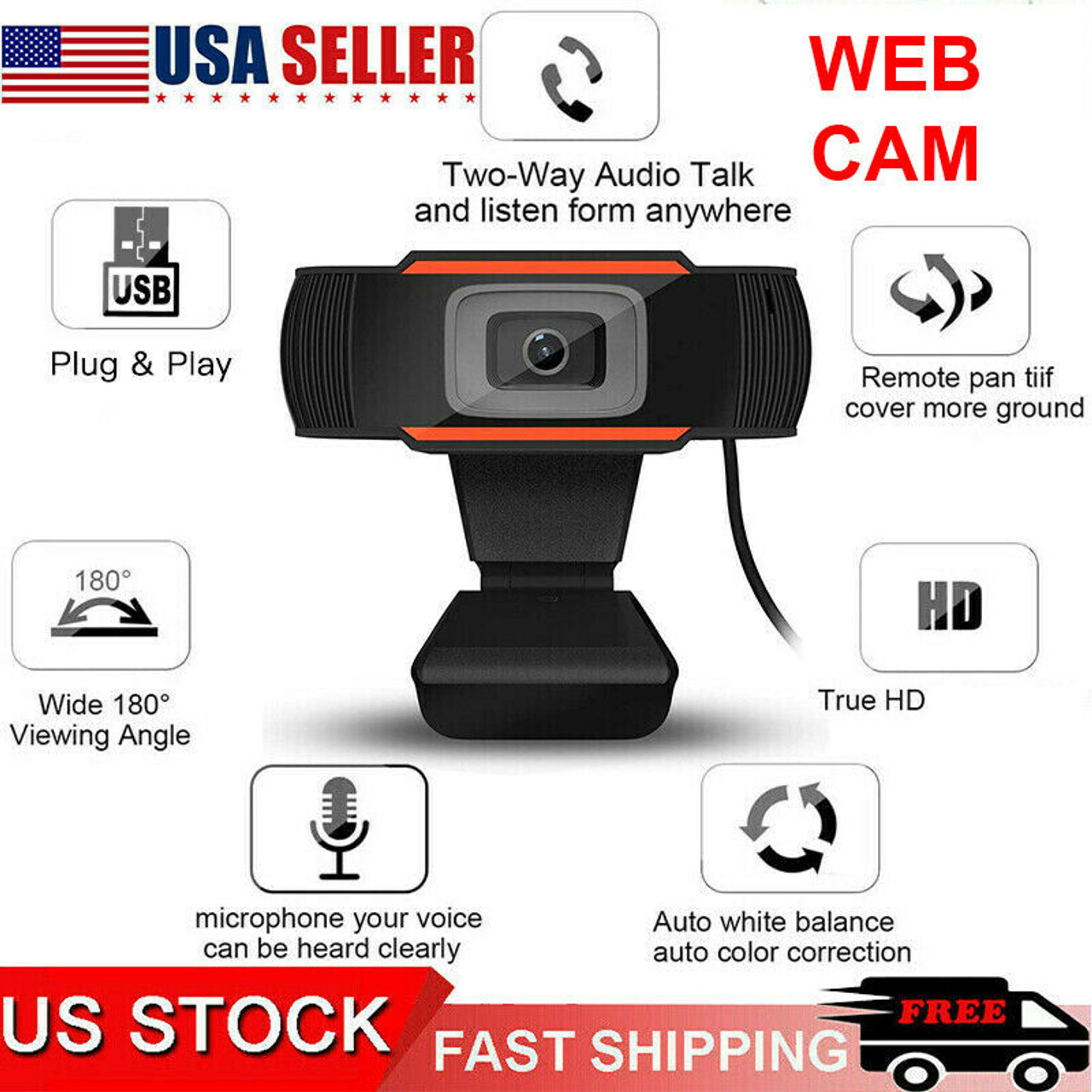 Webcam Auto Focusing Web Camera 1080P HD Cam Microphone For PC Laptop Desktop