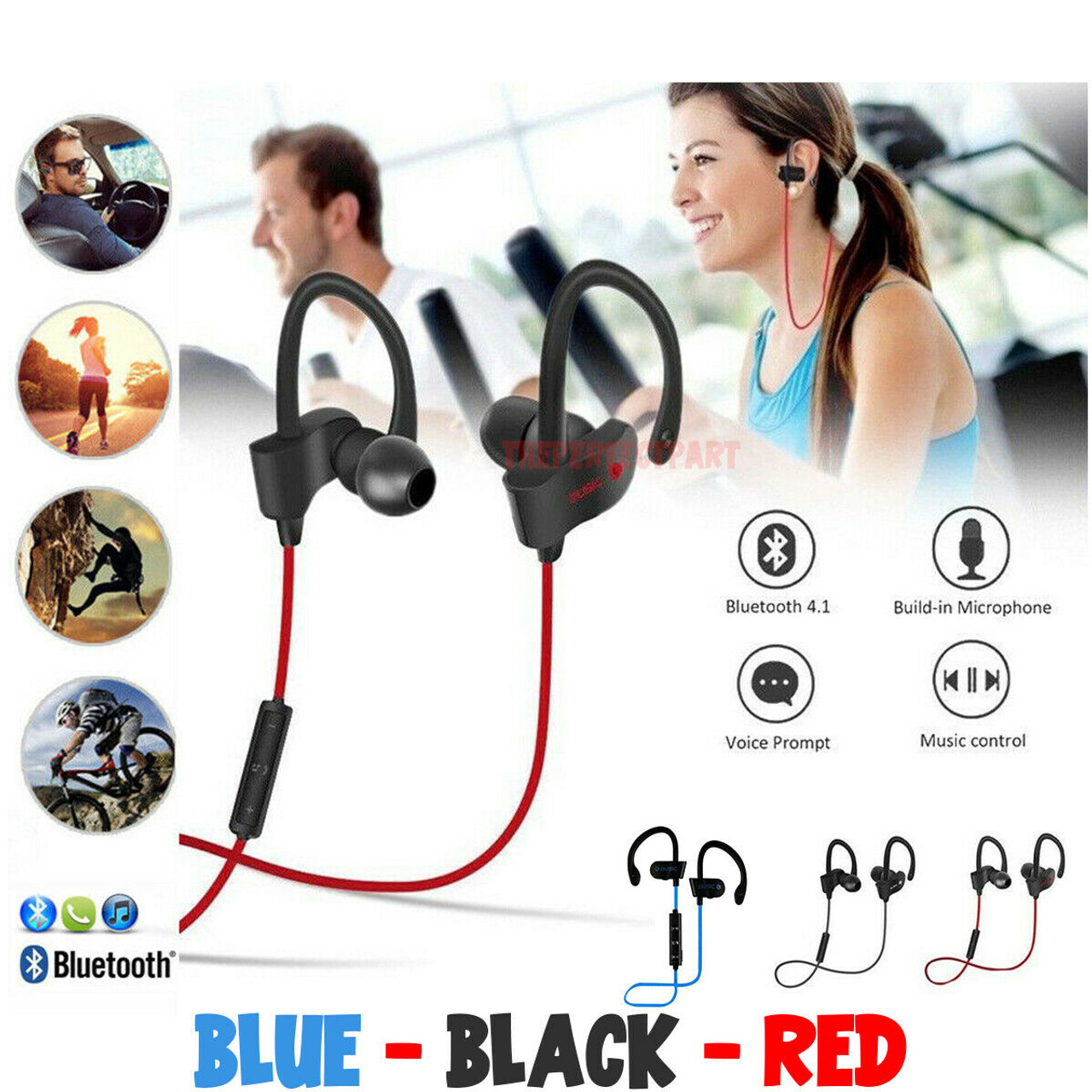 Sweatproof Bluetooth Headset Wireless Sport Stereo Headphones Earphone Earbuds