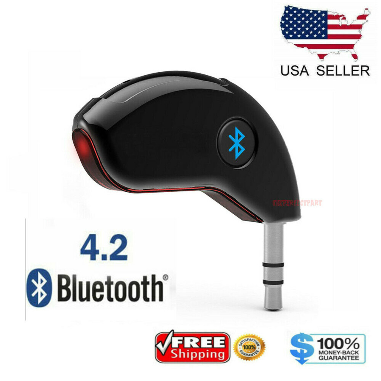 3.5mm AUX Car Bluetooth 4.2 Receiver Speaker Music Streaming Audio Adapter Mic