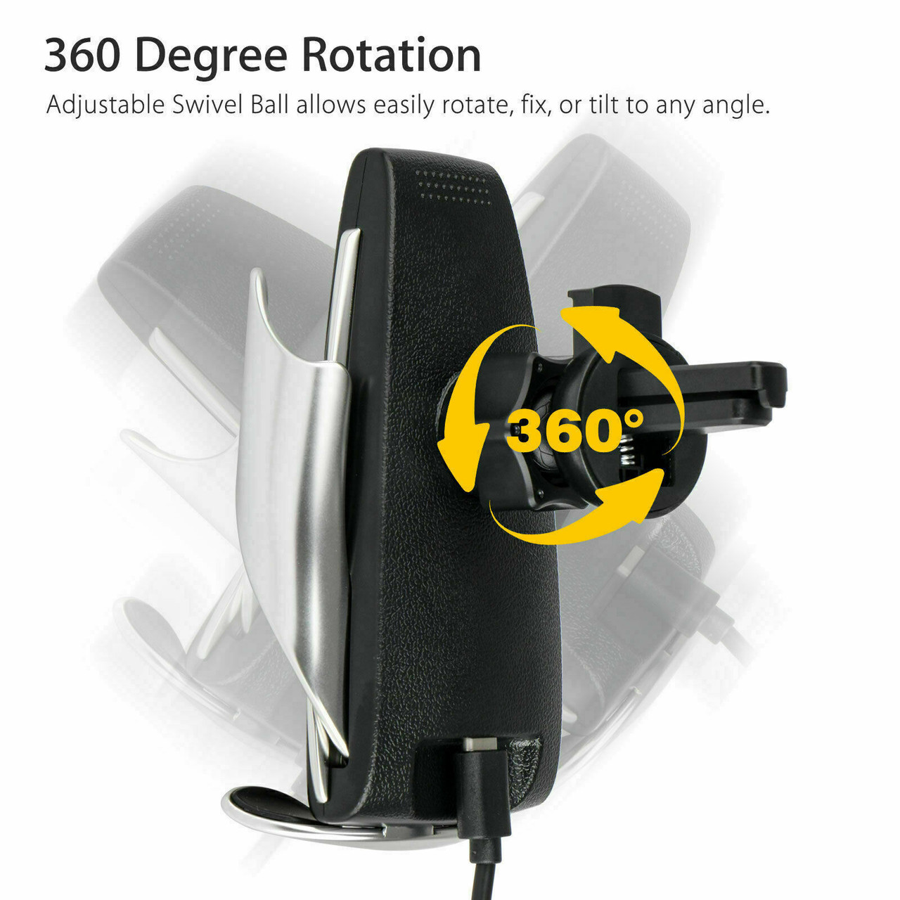 360° Rotation Wireless Automatic Sensor Car Phone Holder and Charger 2 in 1