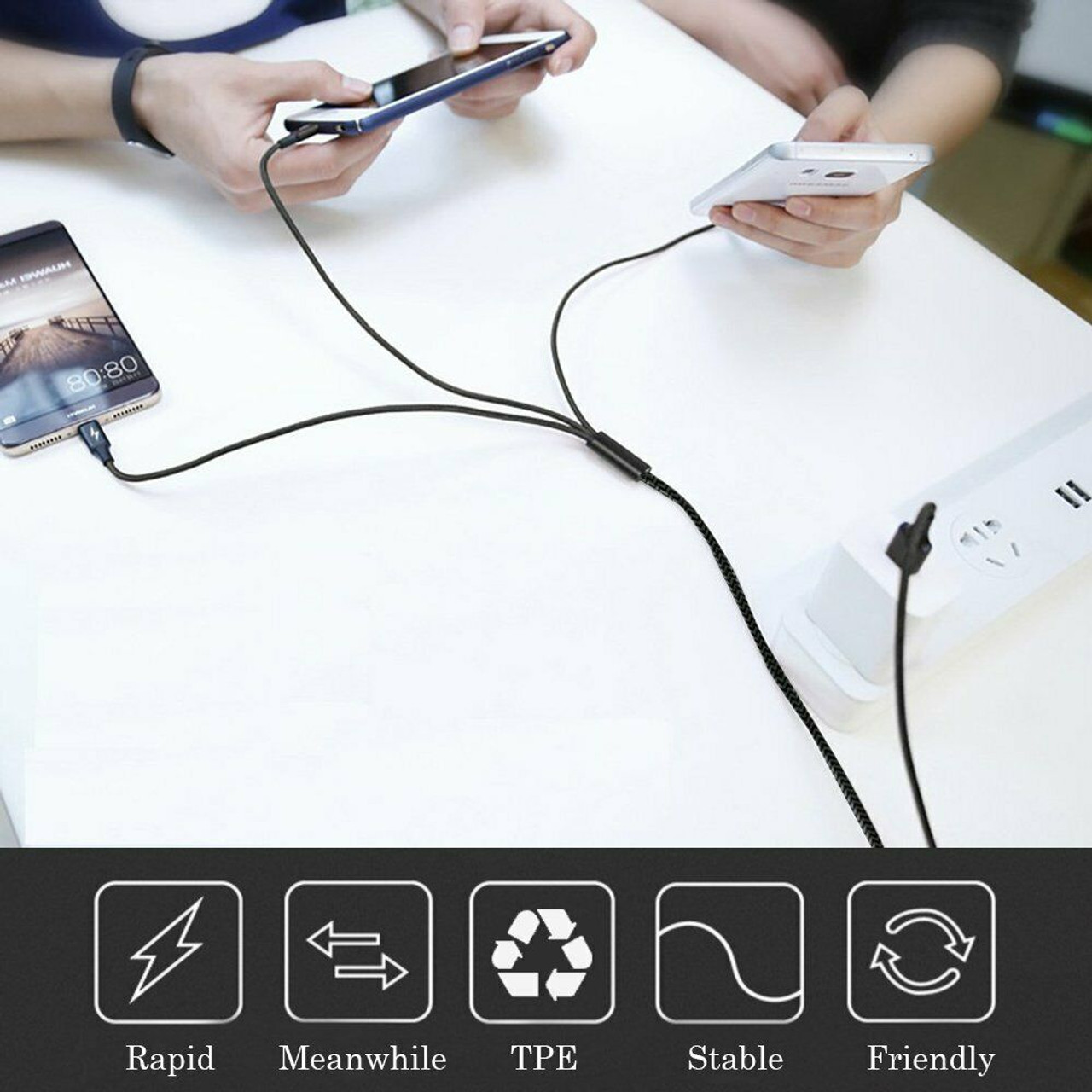 3 In 1 Fast Usb Charging Cable Universal Multi Function Cell Phone