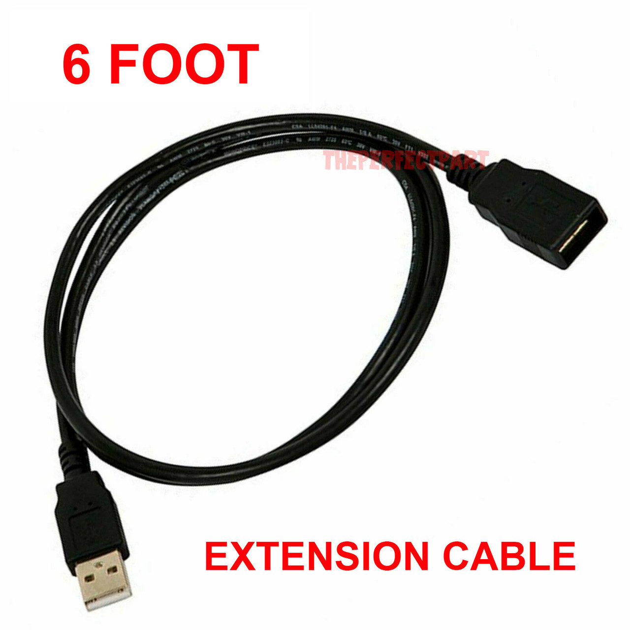 6FT USB 2.0 Male to Female Extension Data Charger Cable Cord Adapter M/F 6 Feet