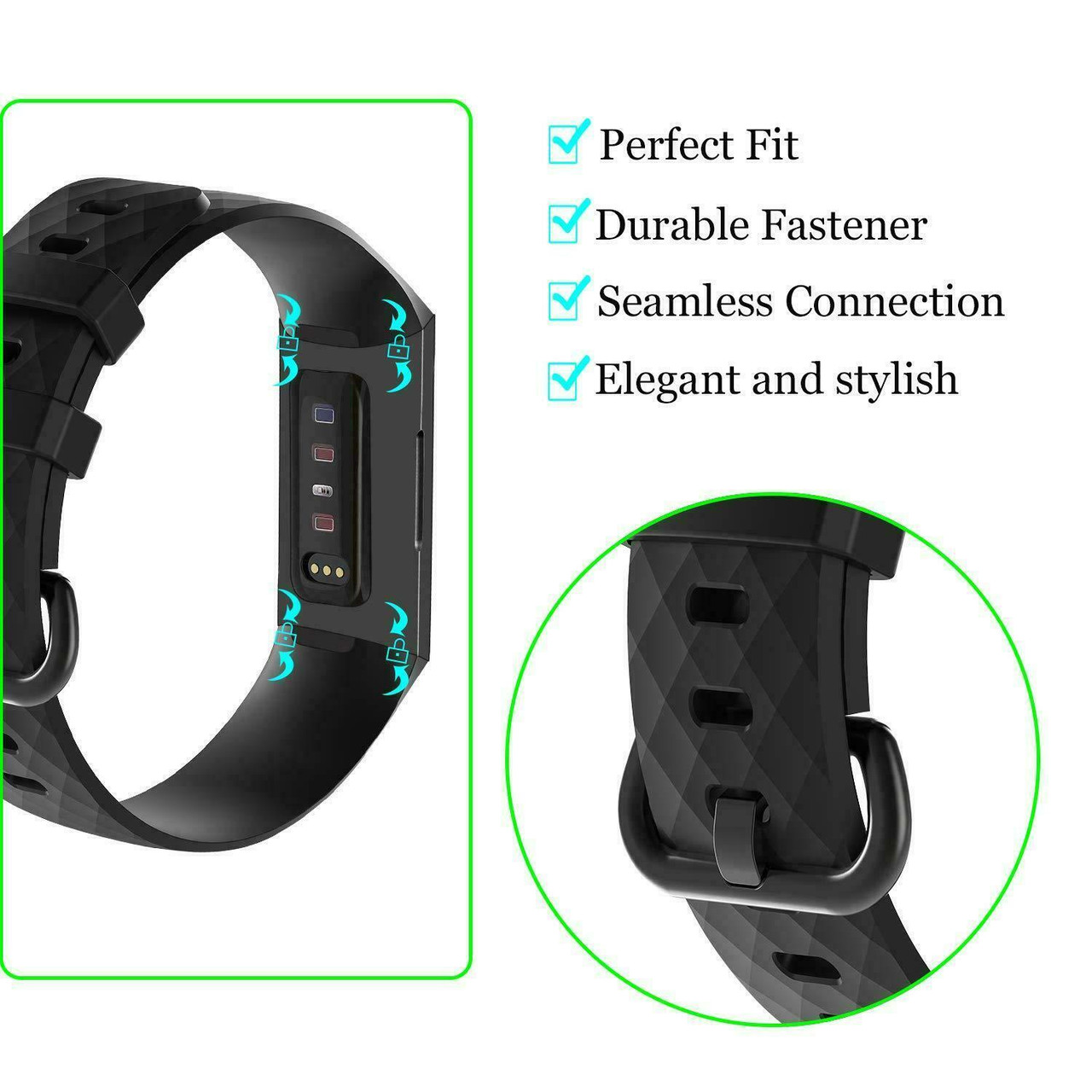 For OEM Fitbit Charge 3 Replacement Wrist Band Silicone Bracelet Watch Rate Fit