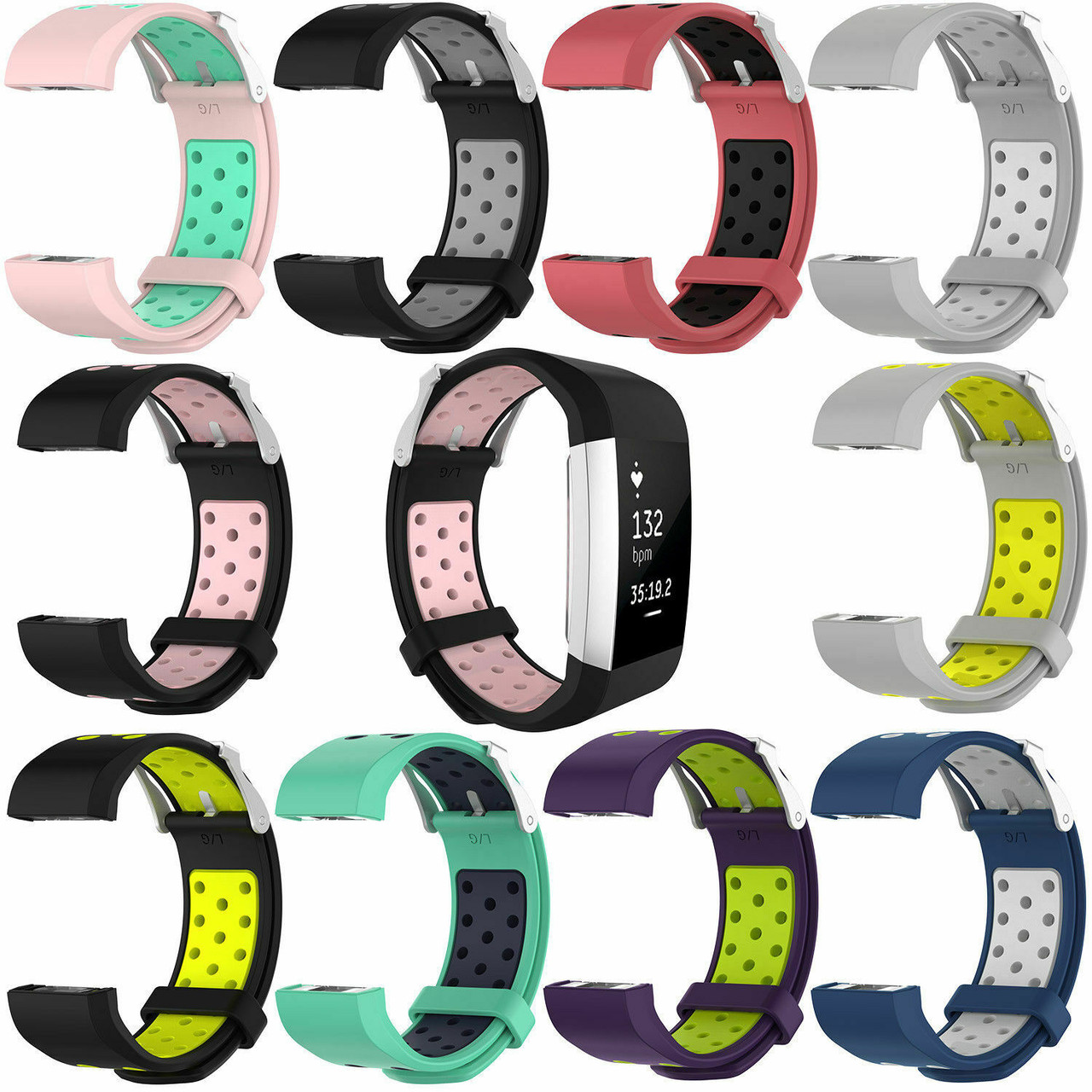 Replacement Silicone Sports Strap Wrist Band Bracelet For Fitbit Charge 2 / 2 HR