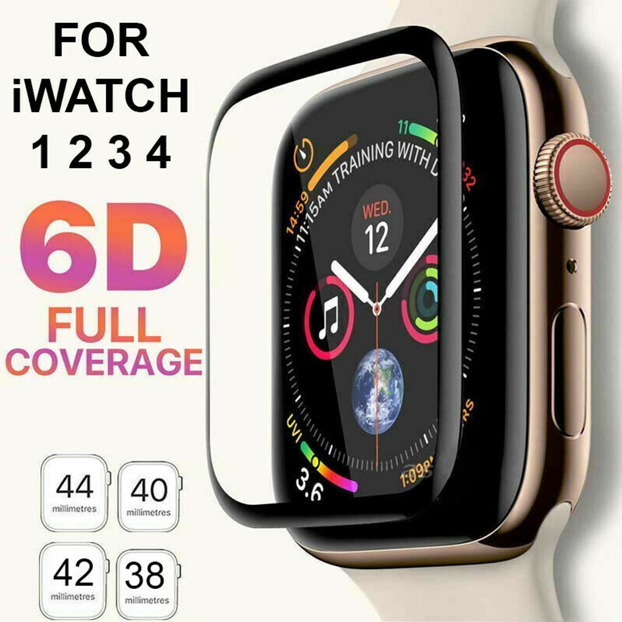 6D Tempered Glass Screen Protector For Apple Watch iWatch 5 4 3 2 38/40/42/44 mm