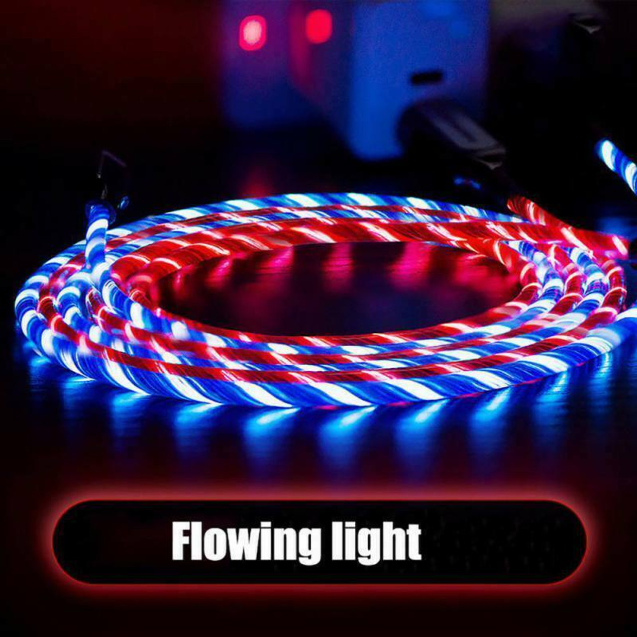 Micro USB Cable Flowing LED Light Data Sync Charging Cord For Samsung Android