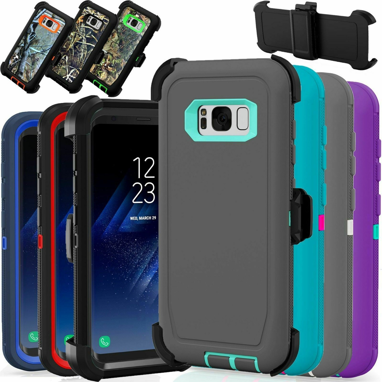 For Samsung Galaxy S8 Case Cover Rugged With (Belt Clip Fits Otterbox Defender)