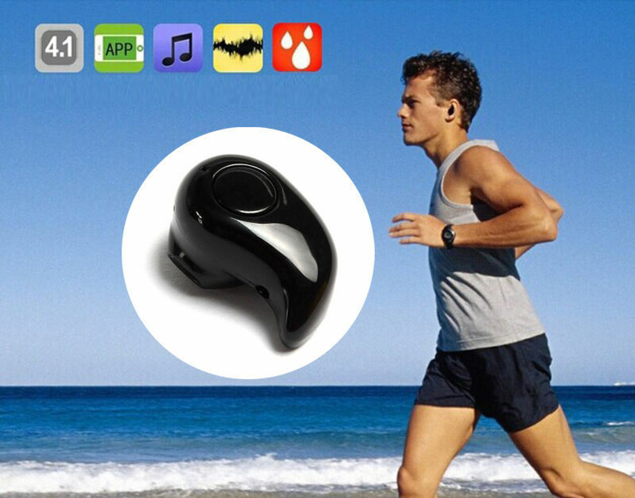 Mini Wireless Bluetooth 4.1 Earbud In-Ear w/ Mic Stereo Earphones Sport Headset
