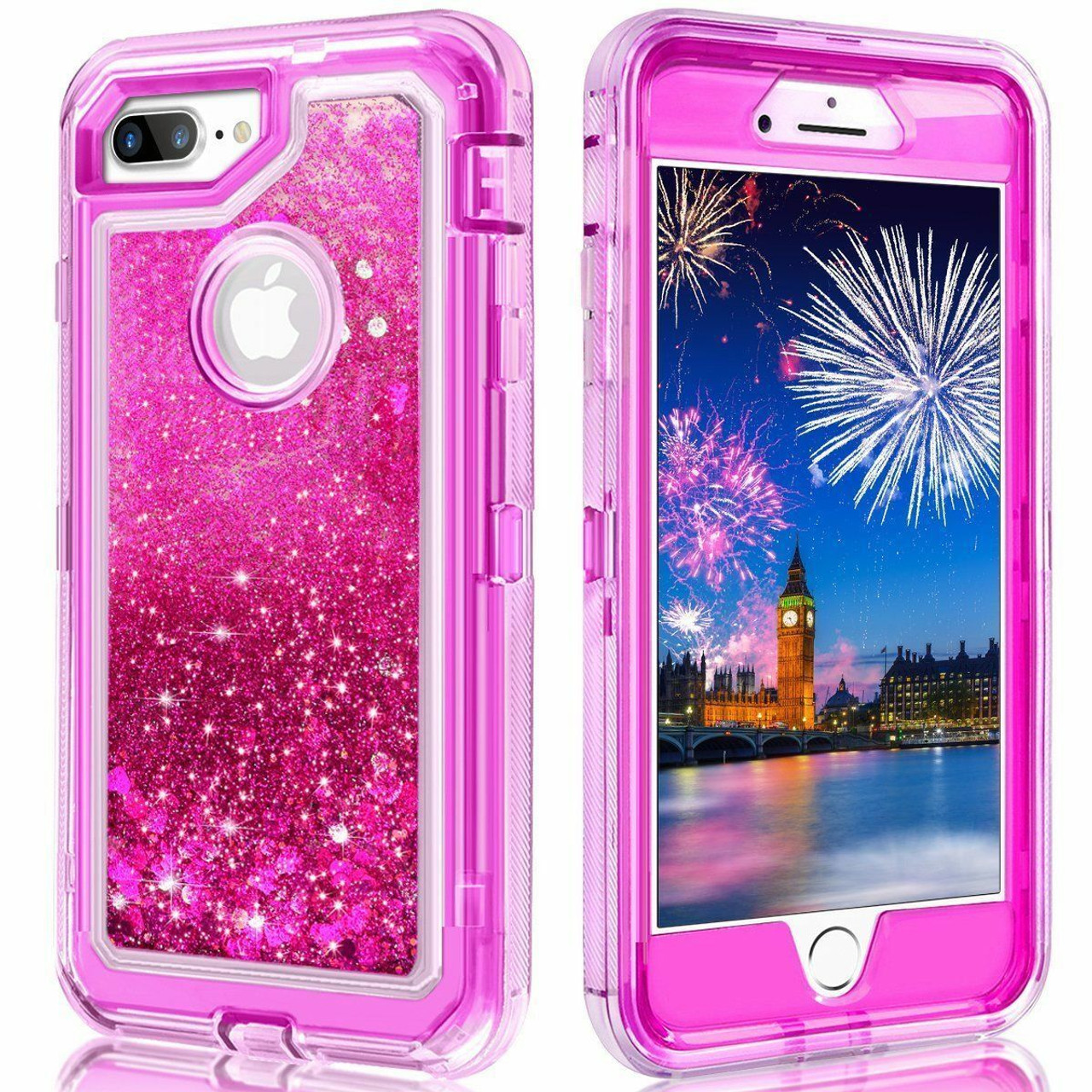 For iPhone 6 6S 7 8 Defender Liquid Glitter Bling Case Cover Fits OtterBox Clip