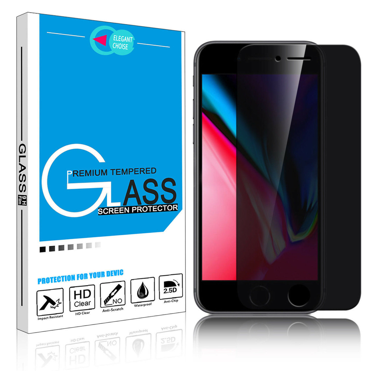 9H Privacy Anti-Spy Tempered Glass Screen Protector for iPhone X XS 6 7 8 Plus