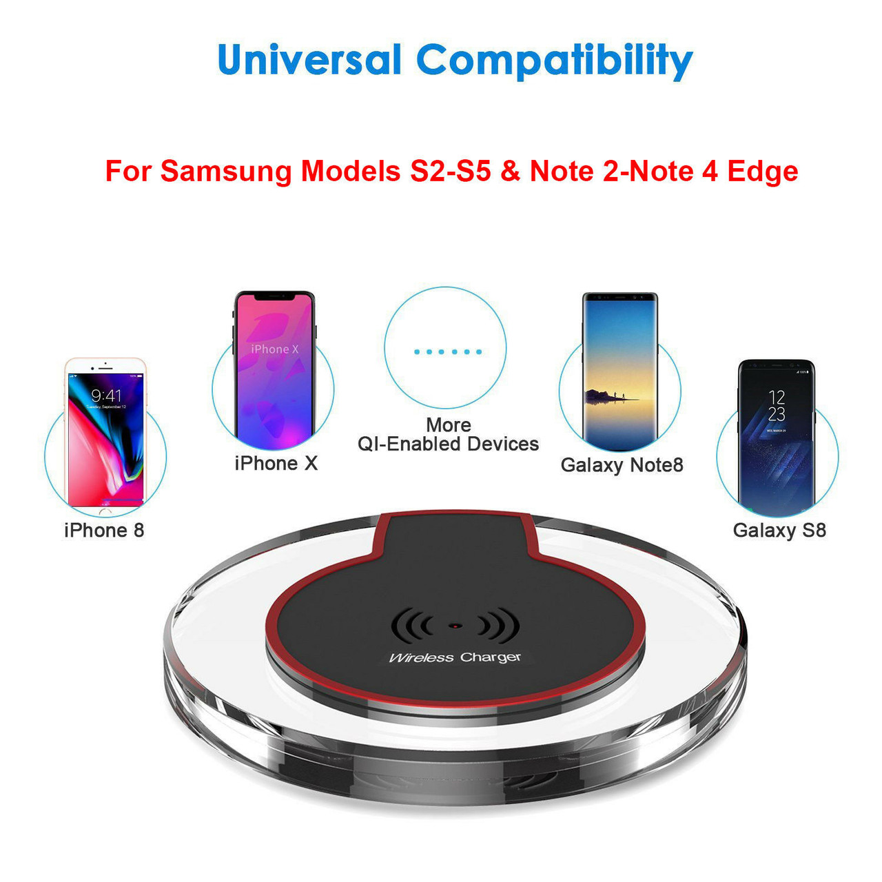Qi Wireless Charger Dock Charging Pad Receiver For Samsung S3 S4 S5 Note 2 3 4