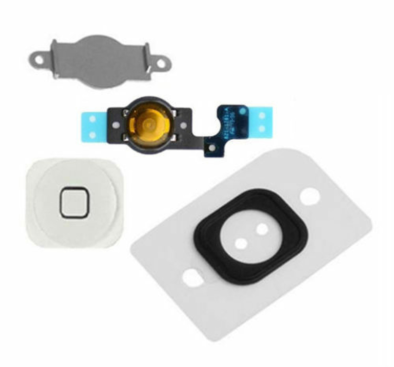 Home Menu Button Key Cap + Flex Cable + Bracket Holder for Apple iPhone 5C WHITE