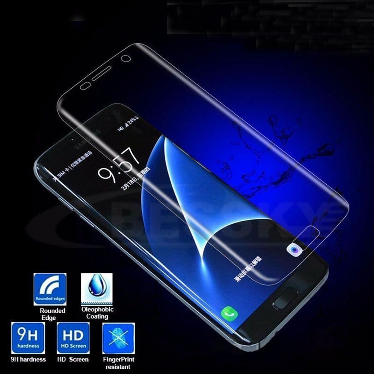 Clear Full Cover Tempered Glass Screen Protector For Samsung Galaxy S6 Edge NEW