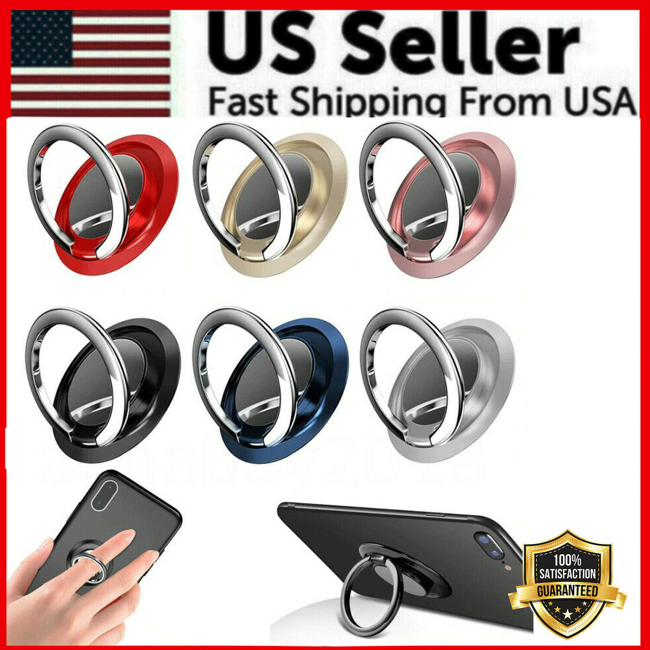 Finger Ring Holder Stand Grip 360° Rotating For Cell Phone Car Magnetic Mount