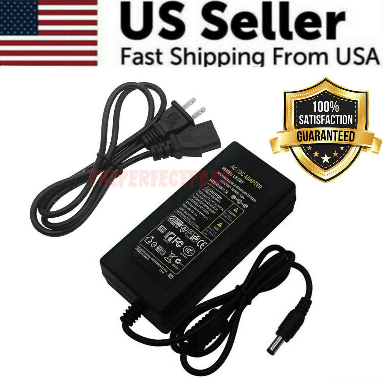 12V 5A 5 Amp 60W AC DC Power Supply Adapter Transformer 5050 3528 LED Strip CCTV