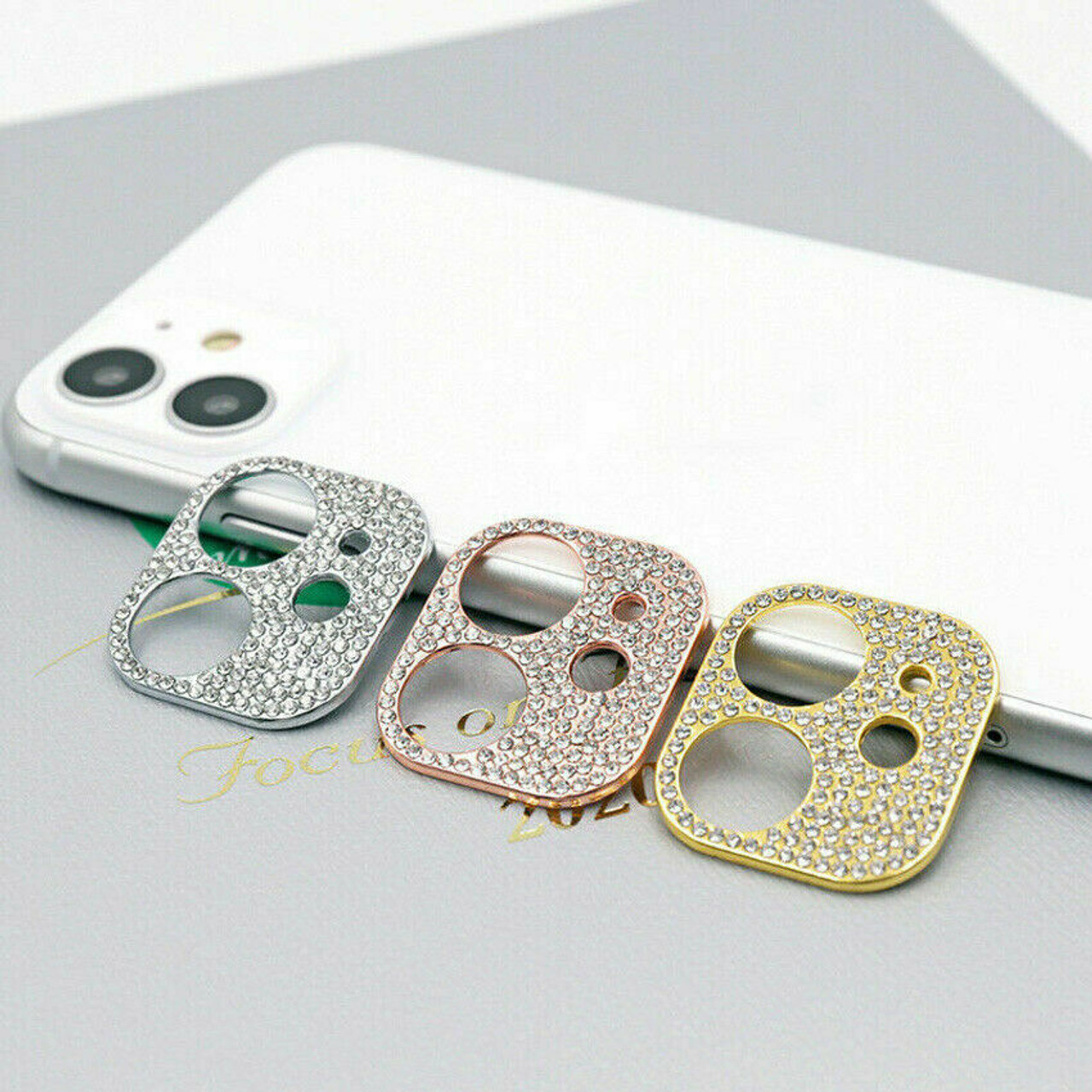 For iPhone 12 11 Pro Max Mini Diamond BLING Tempered Glass Camera Lens Protector