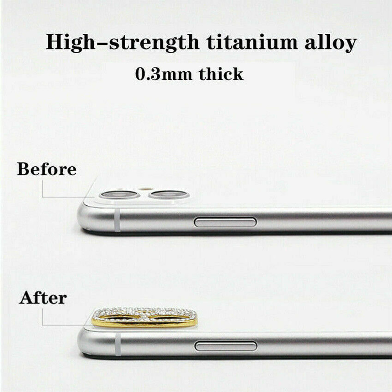 For iPhone 12 11 Pro Max Mini Diamond BLING Tempered Glass Camera Lens Protector