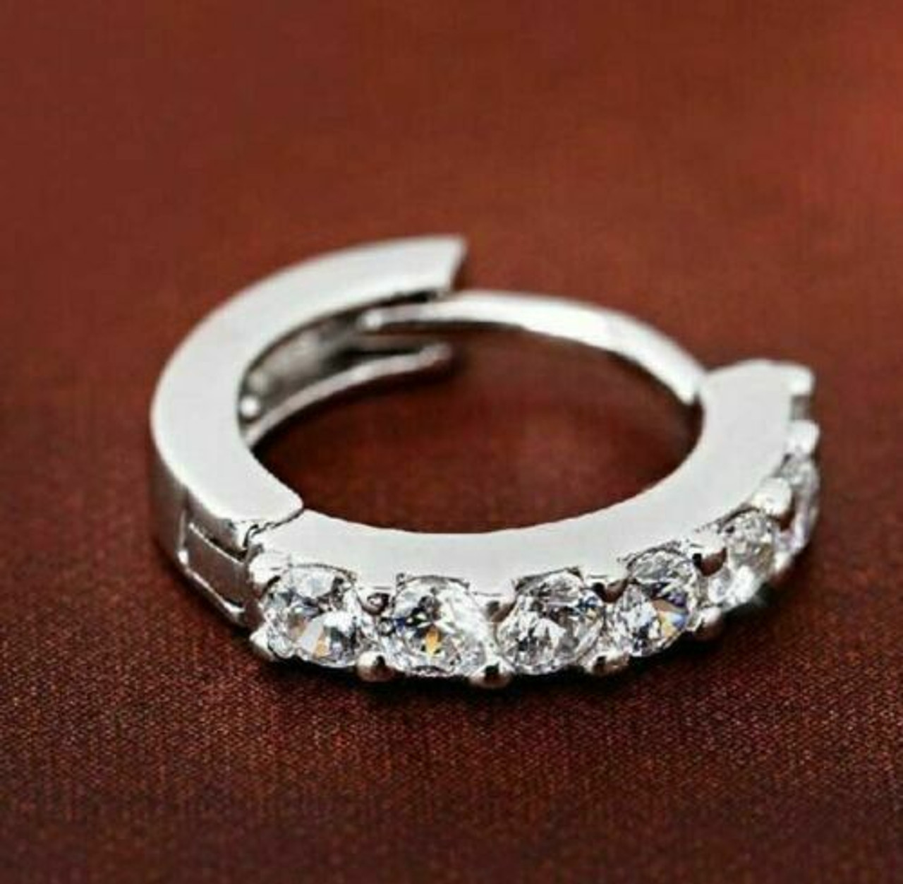 925 Sterling Silver Plated CZ Cubic Huggie Hoop Small Earrings Men Women E21 USA