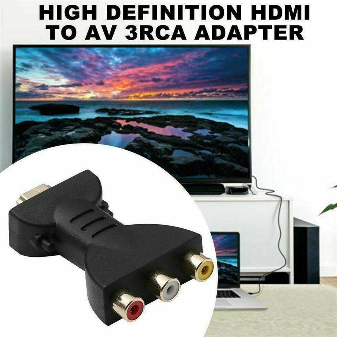 HDMI Male to 3 RCA Female Composite AV Video Audio Adapter Converter for TV PC