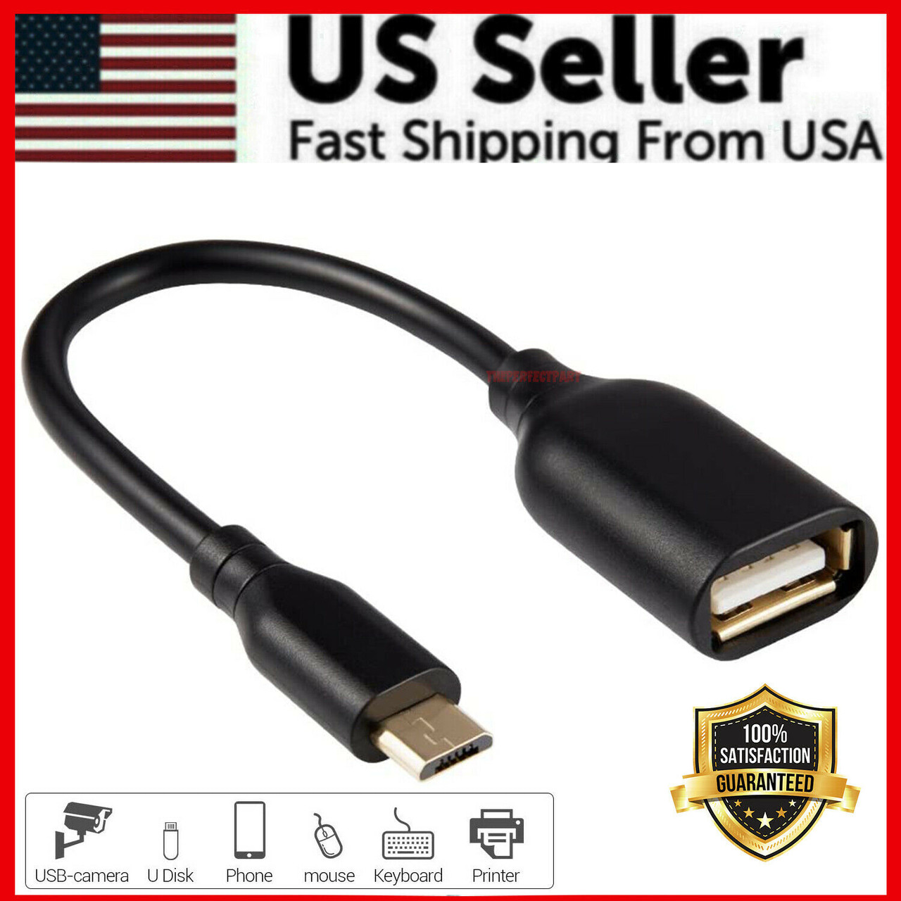 Micro USB B Male to USB A Female OTG Adapter Converter Cable For Android Samsung