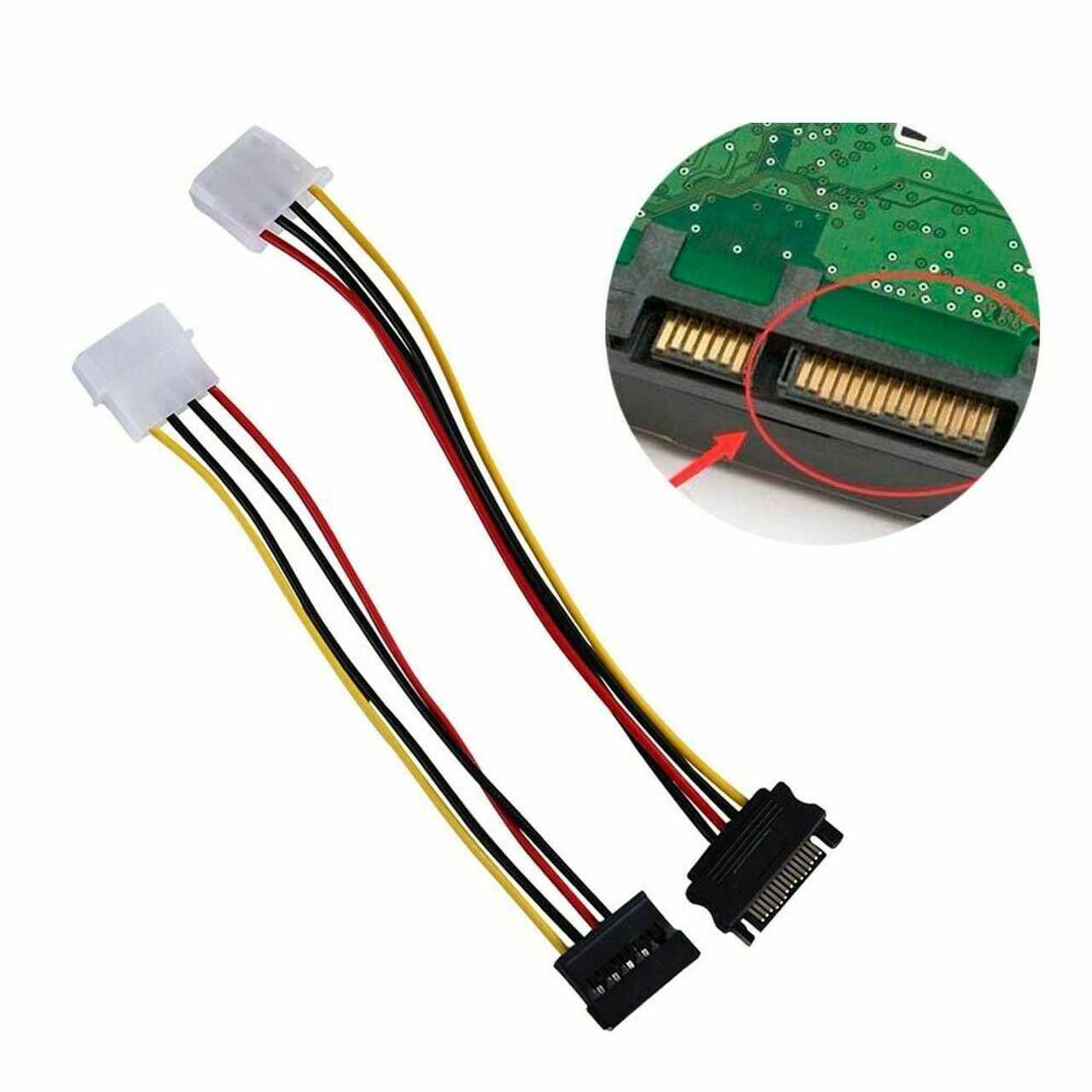 SATA Power Male to Molex Female Adapter Converter Cable 6 Inch 4-Pin 15-Pin USA