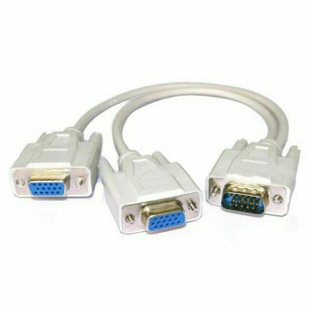 VGA SVGA 1 PC TO 2 MONITOR Male to 2 Dual Female Y Adapter Splitter Cable 15 PIN