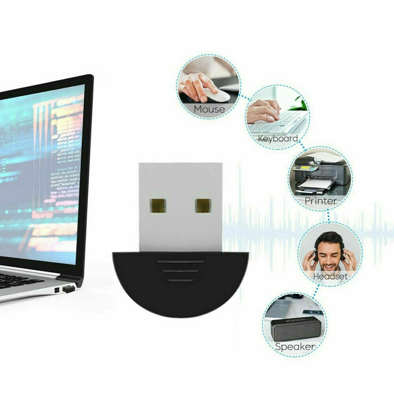 USB Bluetooth 5.0 Wireless Audio Music Stereo Adapter Dongle Receiver For TV PC