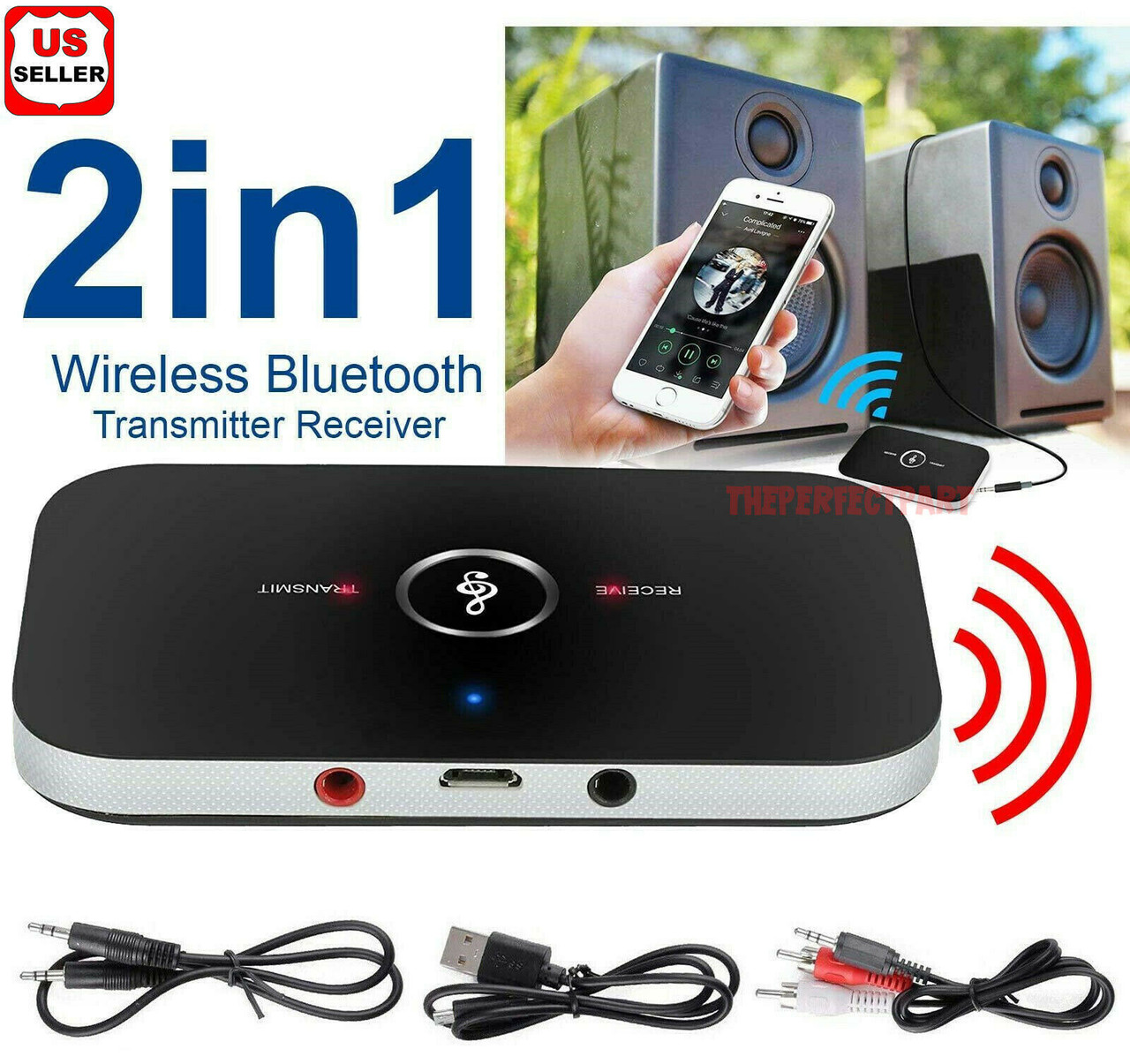 2in1 Bluetooth Transmitter & Receiver Wireless A2DP Home TV Stereo Audio Adapter