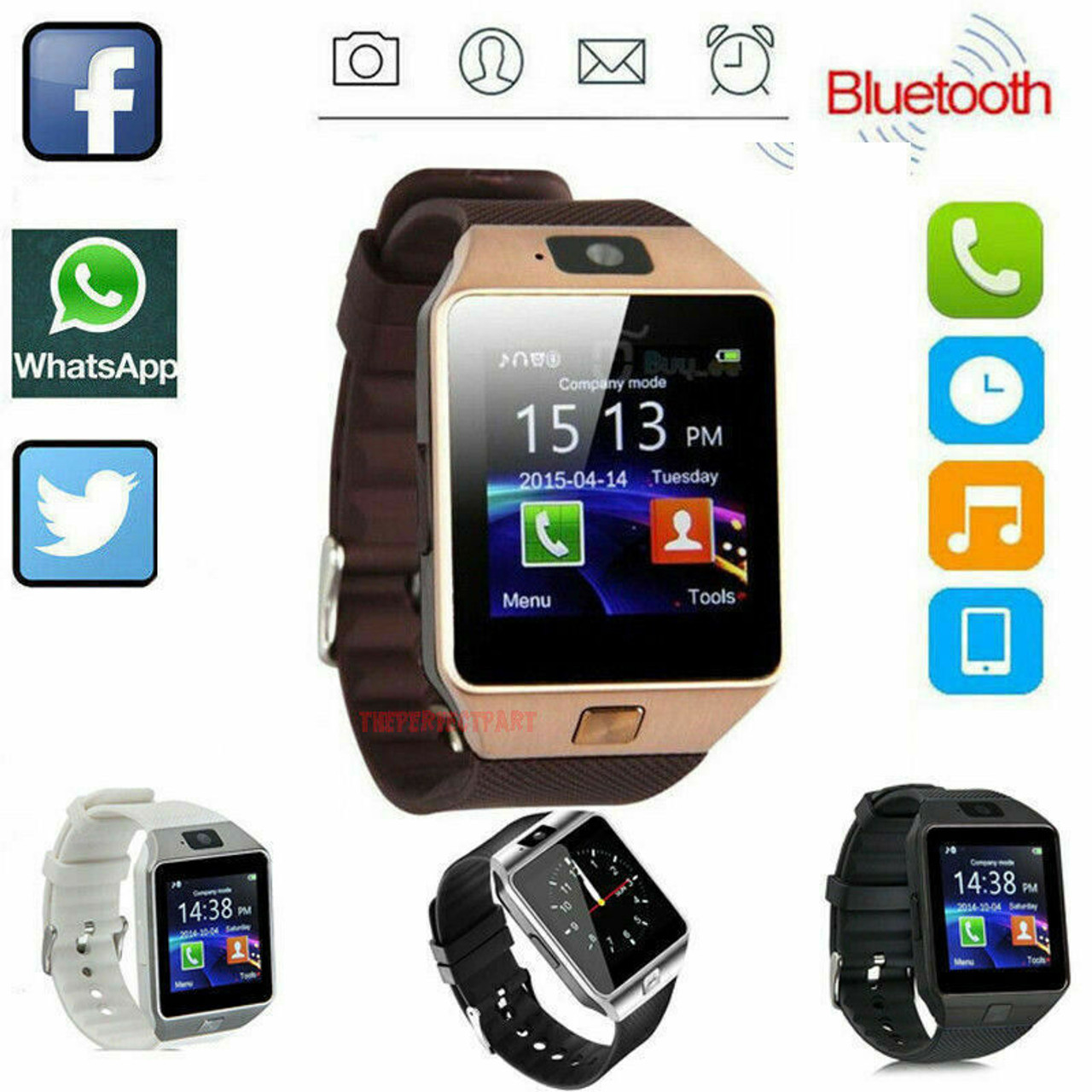 Bluetooth Smart Watch w/Camera Waterproof Phone Mate for Android