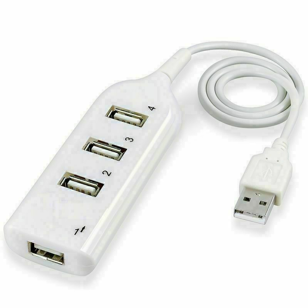 White USB 2.0 Hi-Speed 4-Port Splitter Hub For PC Notebook High Speed Computer
