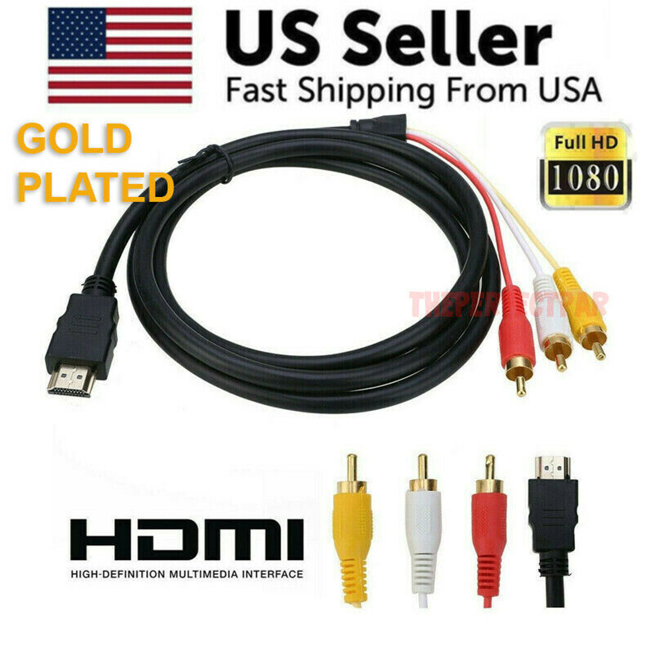 HDMI Male To 3 RCA Video Audio AV Component Converter Adapter Cable HDTV 1080