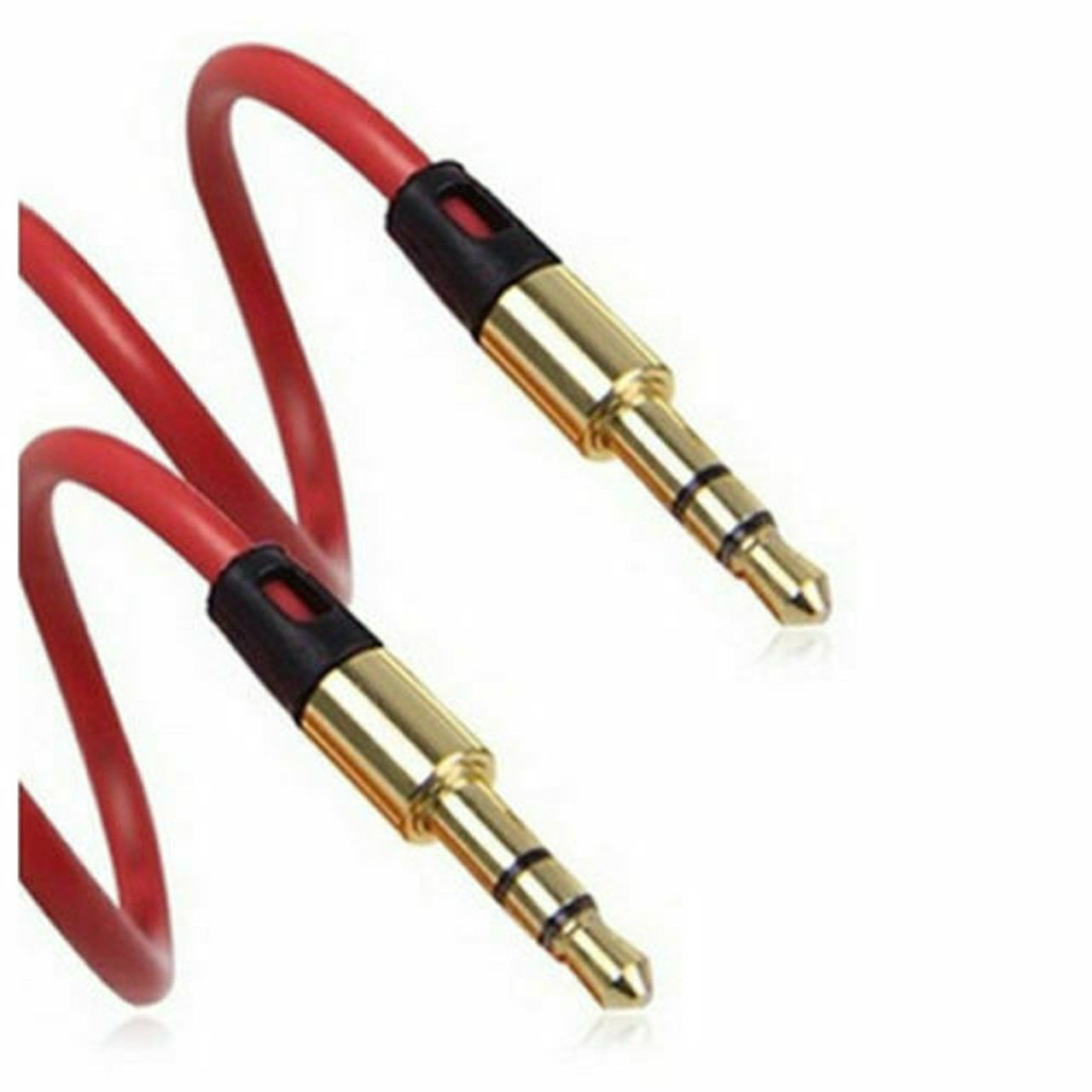 2x 3.5mm Braided Male to Male Stereo Audio AUX Cable Cord PC iPod CAR iPhone RED