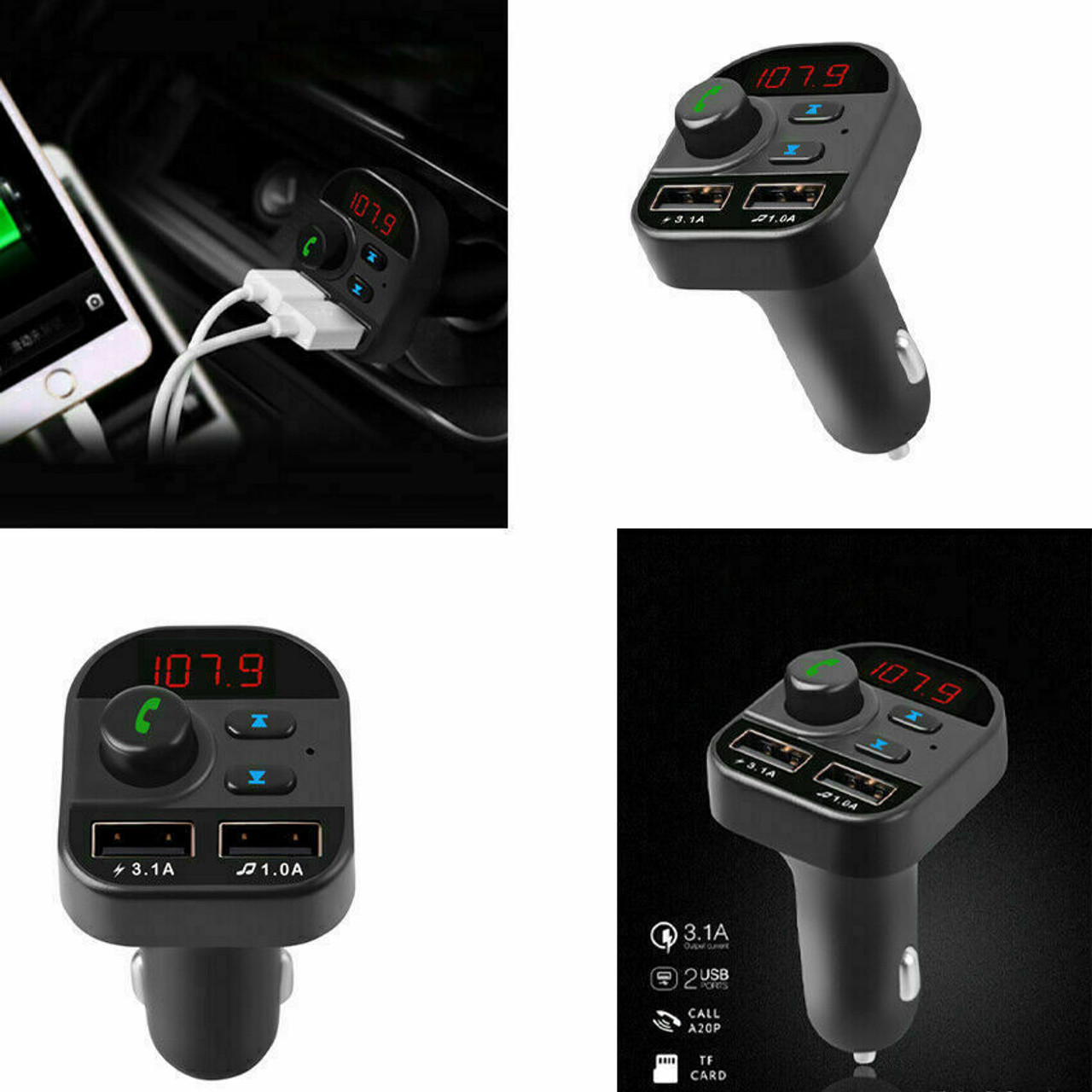 Bluetooth Car Wireless Adapter FM Transmitter MP3 Radio Car Kit 2 USB Charger