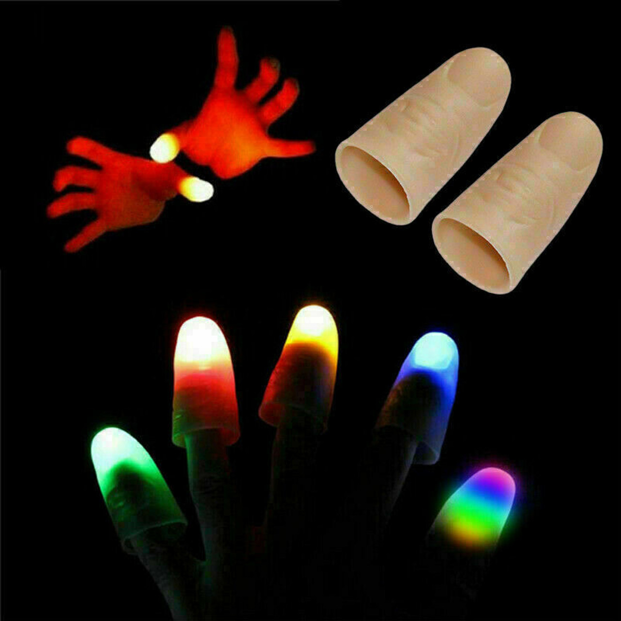 2x LED Finger Thumbs Light Multi Color Magic Prop Party Bar Show Lamp Trick New