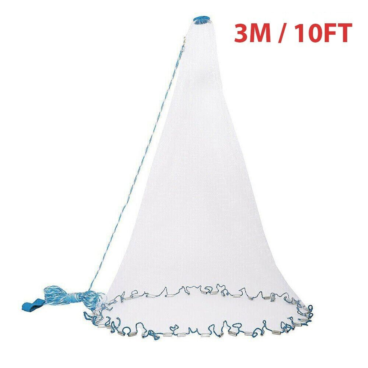 6/8/10/12/16FT Fishing Cast Net Bait Easy Throw Hand Cast Strong Nylon Mesh