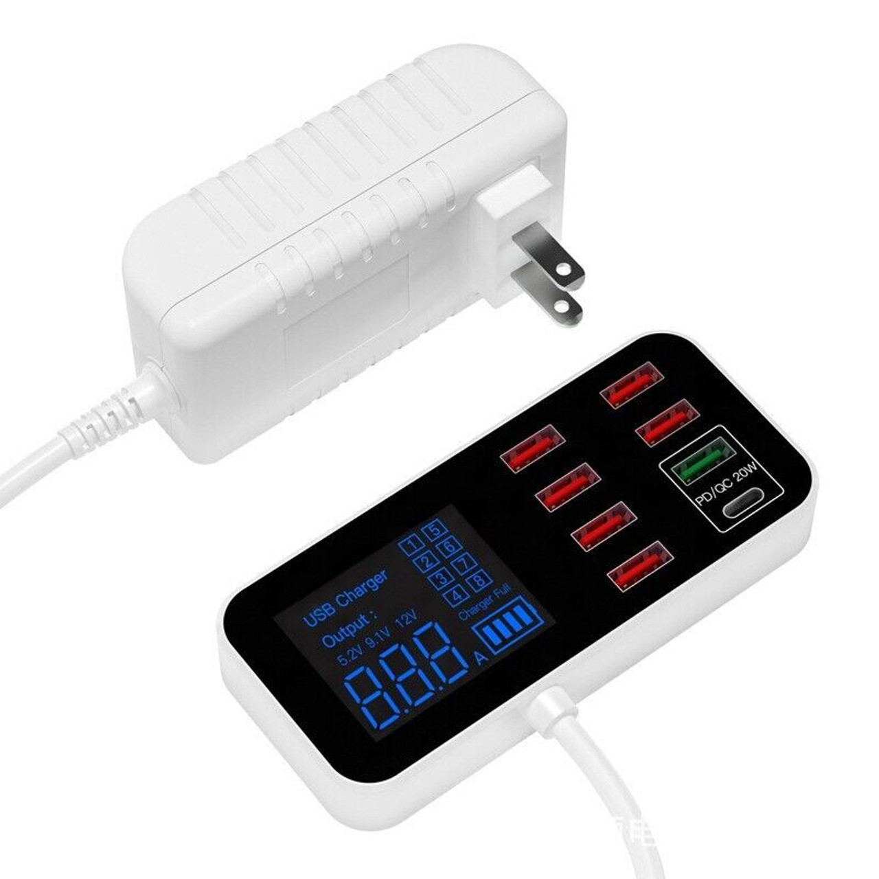 Multi USB 8-Port Fast Desktop Hub Wall Charger Charging Station Quick Charge 3.0