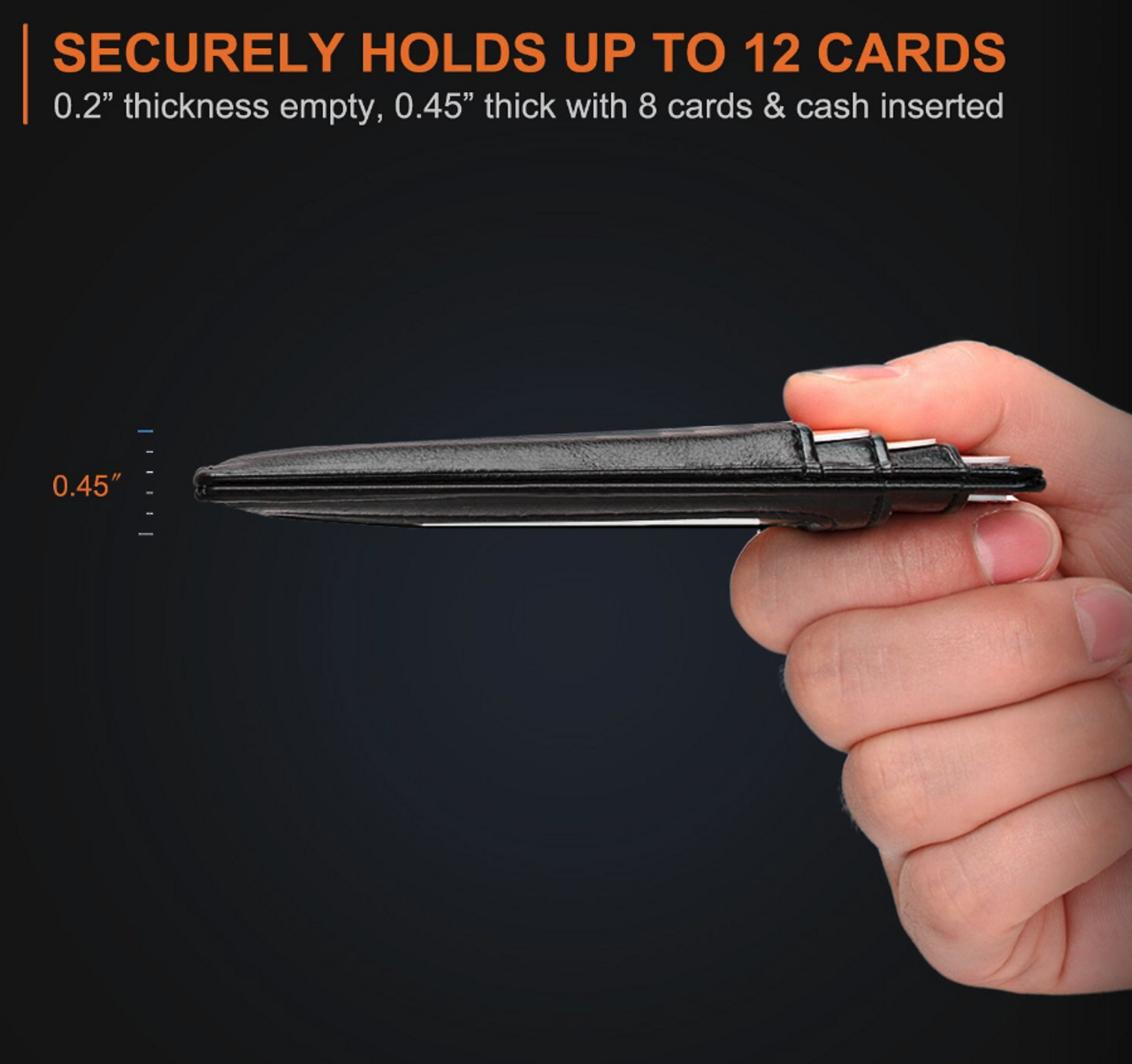 Mens Leather Slim Wallet RFID Blocking Minimalist ID Holder Credit Card Wallet