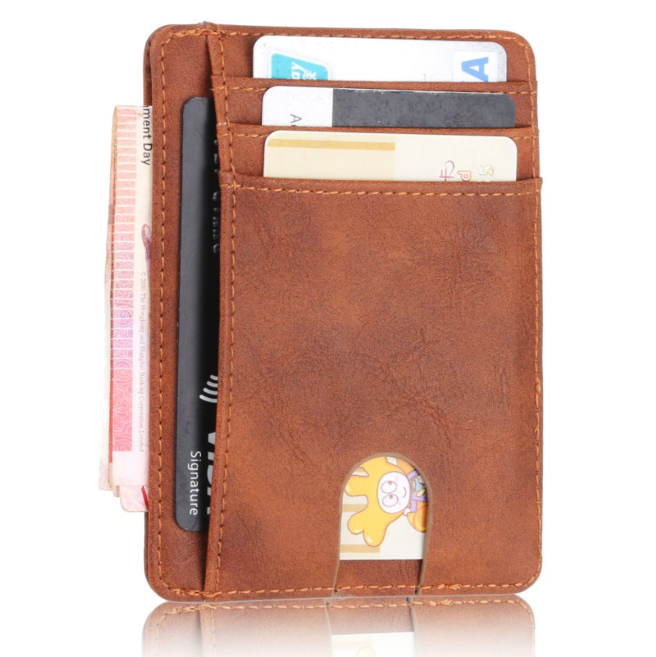 Mens Leather Slim Wallet RFID Blocking Minimalist ID Holder Credit Card Wallet