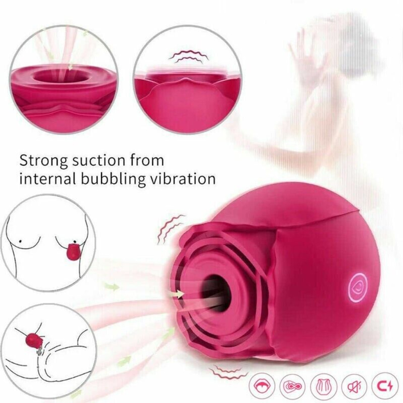 10 SPEED Rose Sucking Vibrator Clit Sucker Dildo Women G-Spot Sex Toy For Women