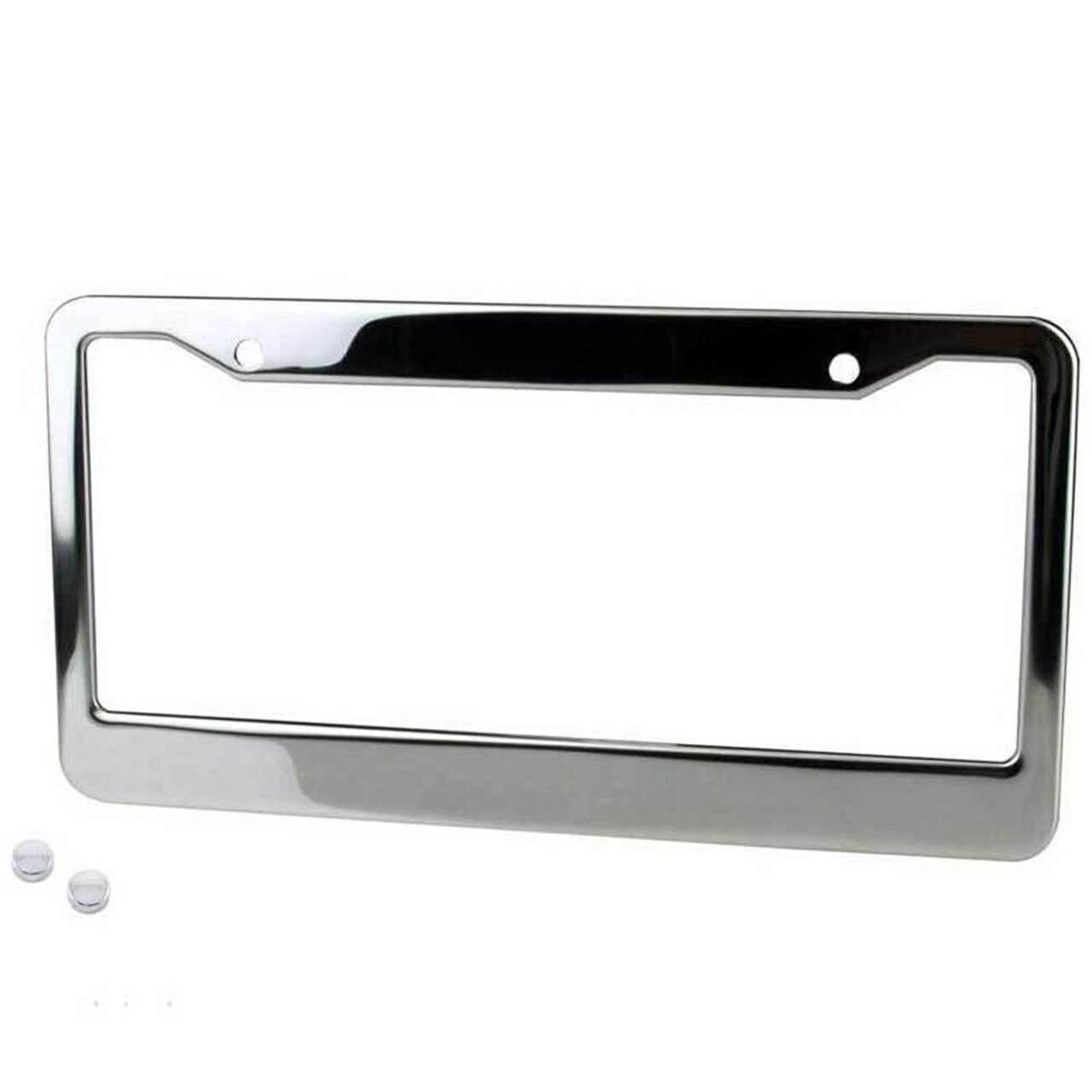 2PCS Chrome 304 Stainless Steel Metal License Plate Frame Tag Cover Screw Caps