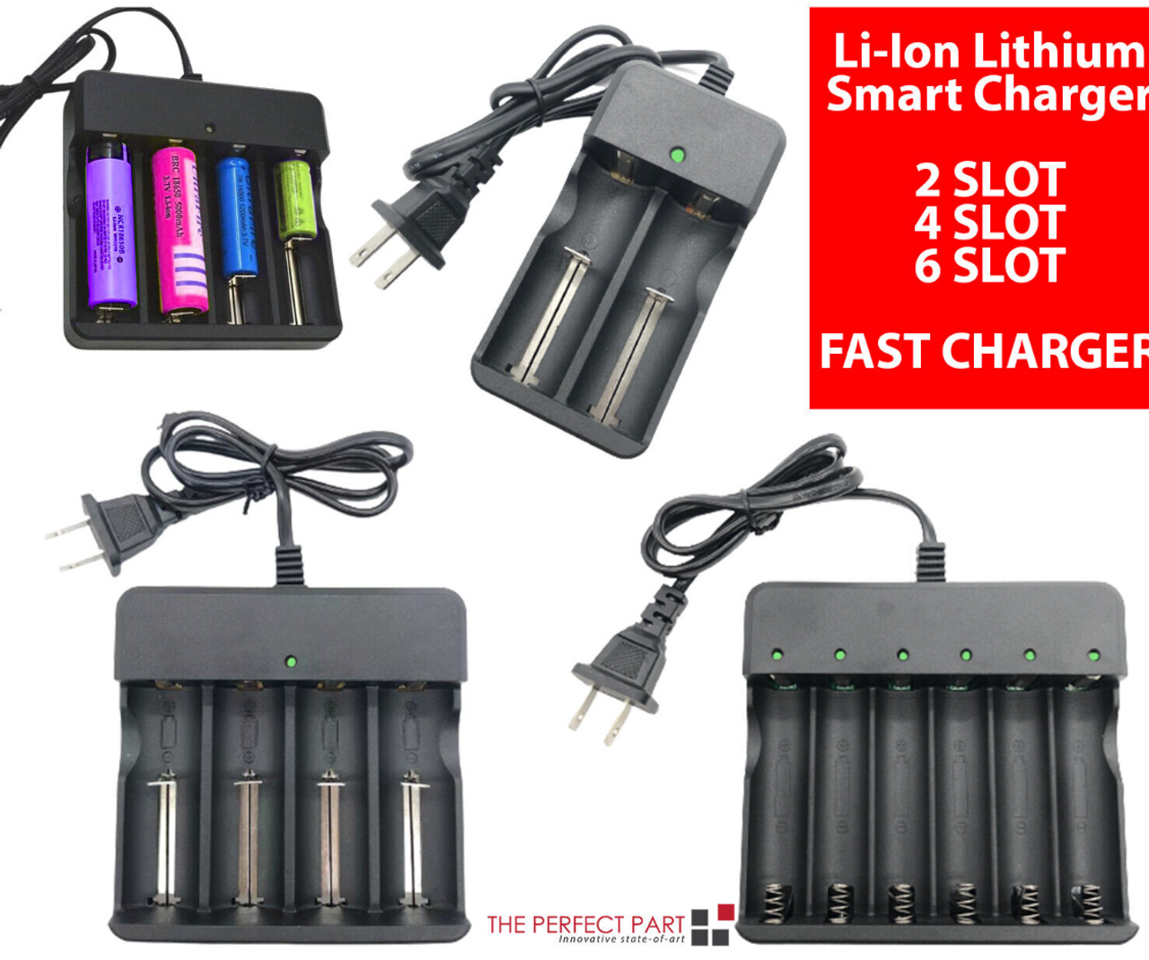 Li-ion Lithium Smart Charger 3.7V 2 4 6 Slot For 16340/18650/14500/26650 RCR123