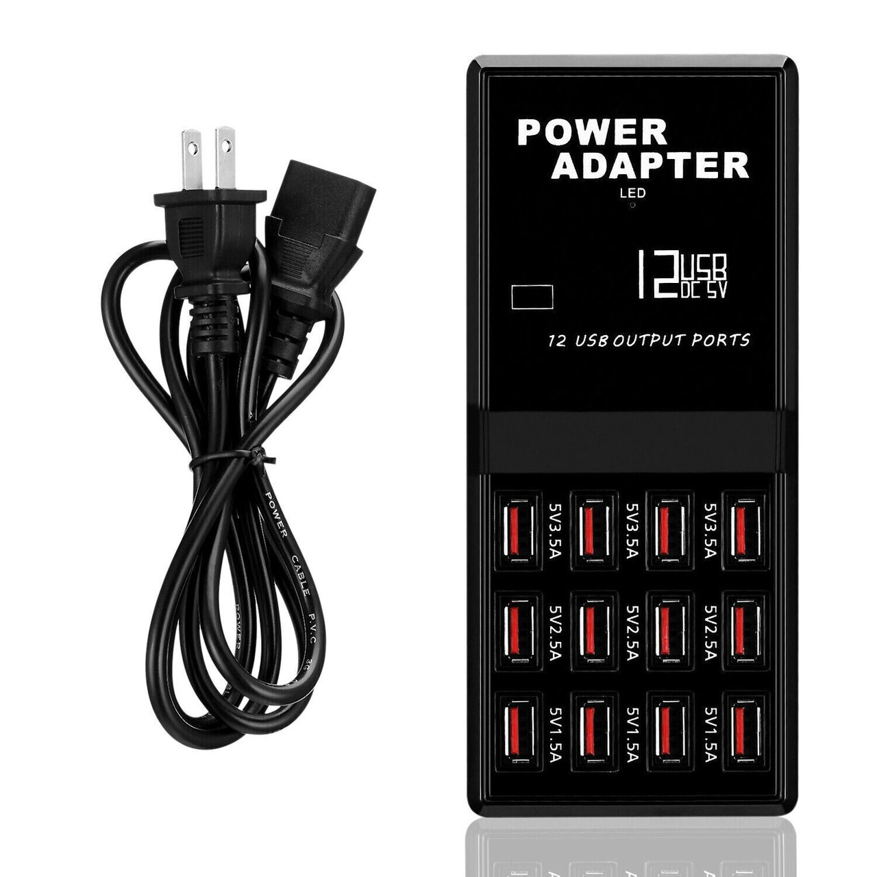 Multi 12 Port USB Charging Station Hub Desktop Wall Cell Phone Charger Organizer