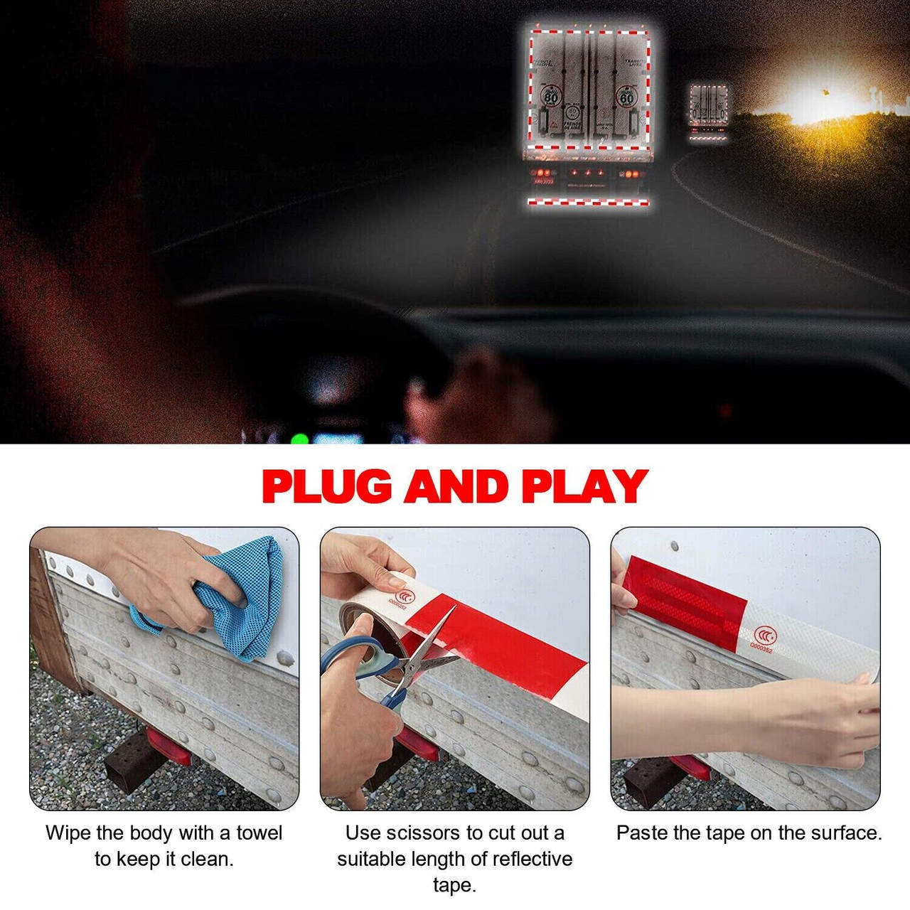 Reflective Trailer Safety Tape Conspicuity Tape Warning Sign Car Truck Red White