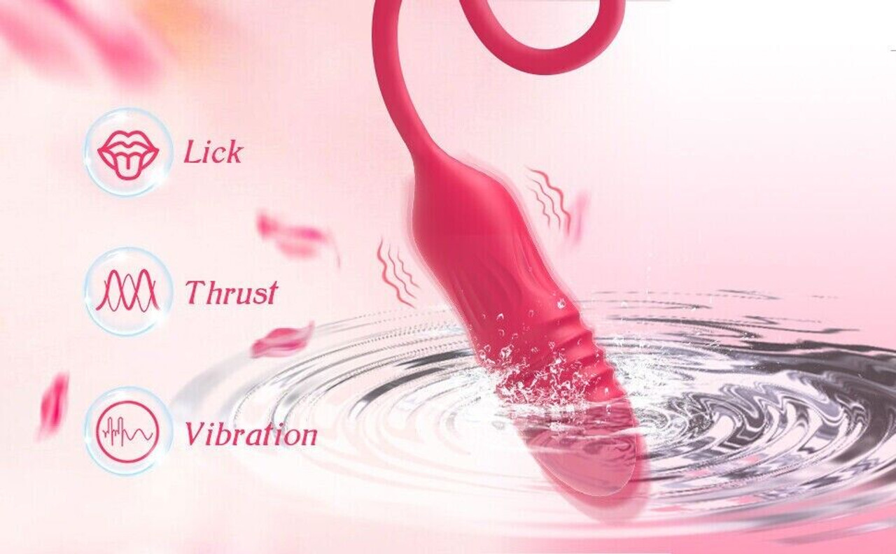 Oral Clit Licking Rose Vibrator G-Spot Telescopic Dildo Adult Sex Toys For Women