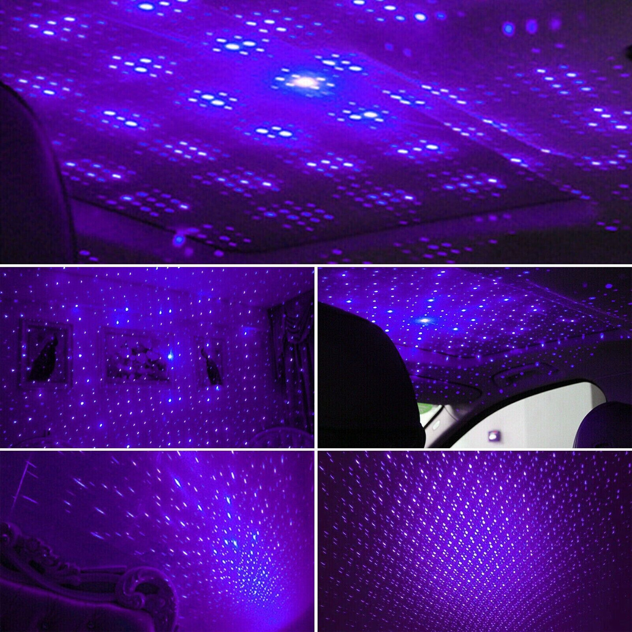 USB Car Interior Roof LED Star Light Atmosphere Starry Sky Night Projector Lamp