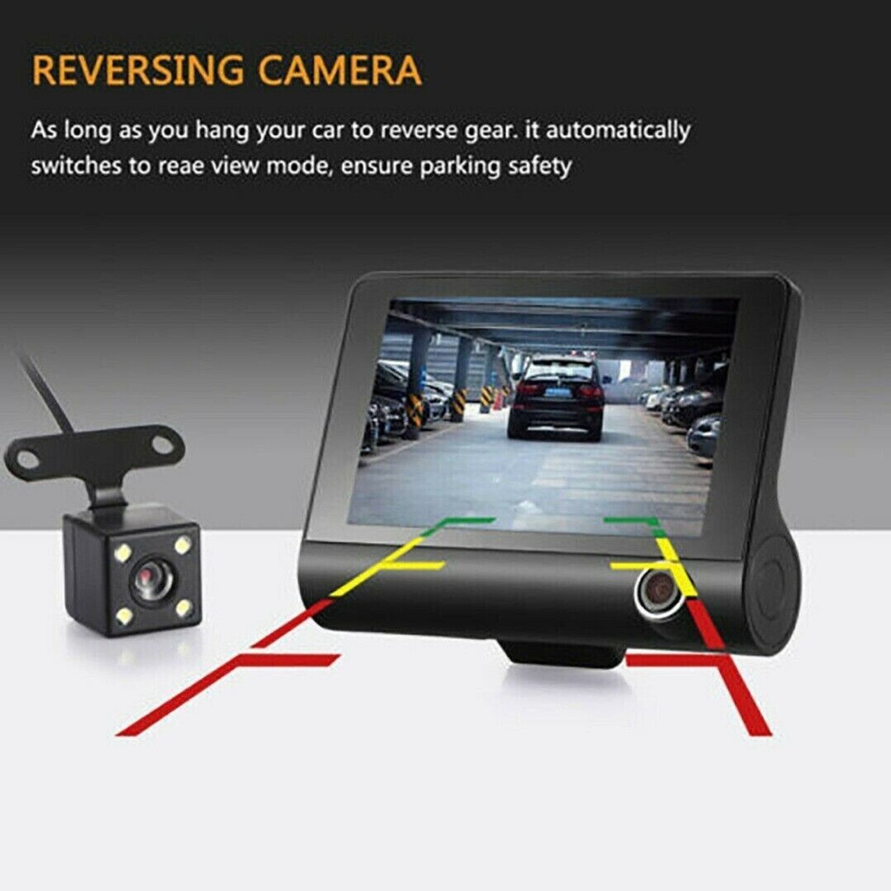 1080P 4" Dual Lens HD Car DVR Rearview Video Dash Cam Recorder Camera G-Sensor