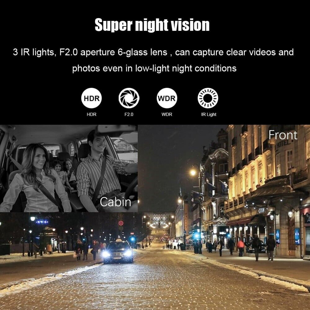 1080P Dual Lens Car DVR Dash Cam Video Recorder G-Sensor Front And Inside Camera
