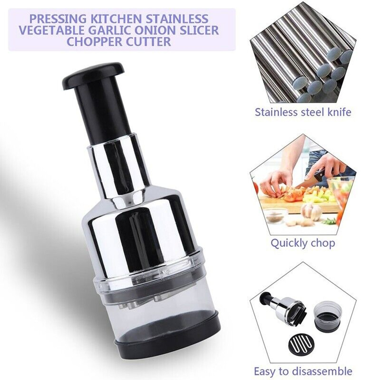 Pressing Vegetable Garlic Onion Food Chopper Cutter Slicer Peeler Dicer 