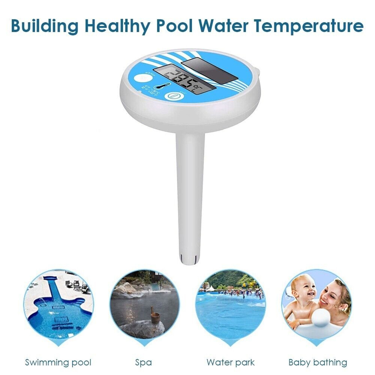 Digital Solar Powered Outdoor Floating Waterproof Rainproof Pool SPA Thermometer